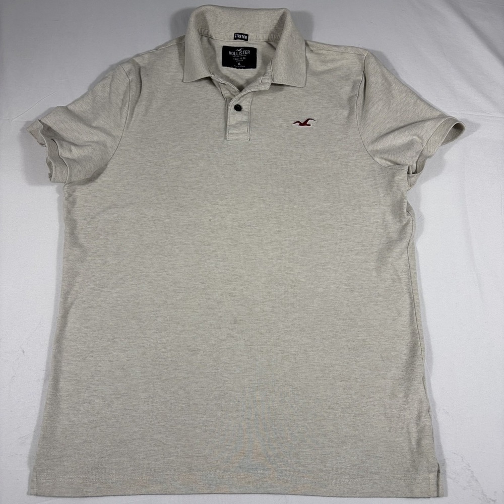 Hollister Polo Shirt Men's XL Beige Epic Flex Stretch Golf Performance Popover